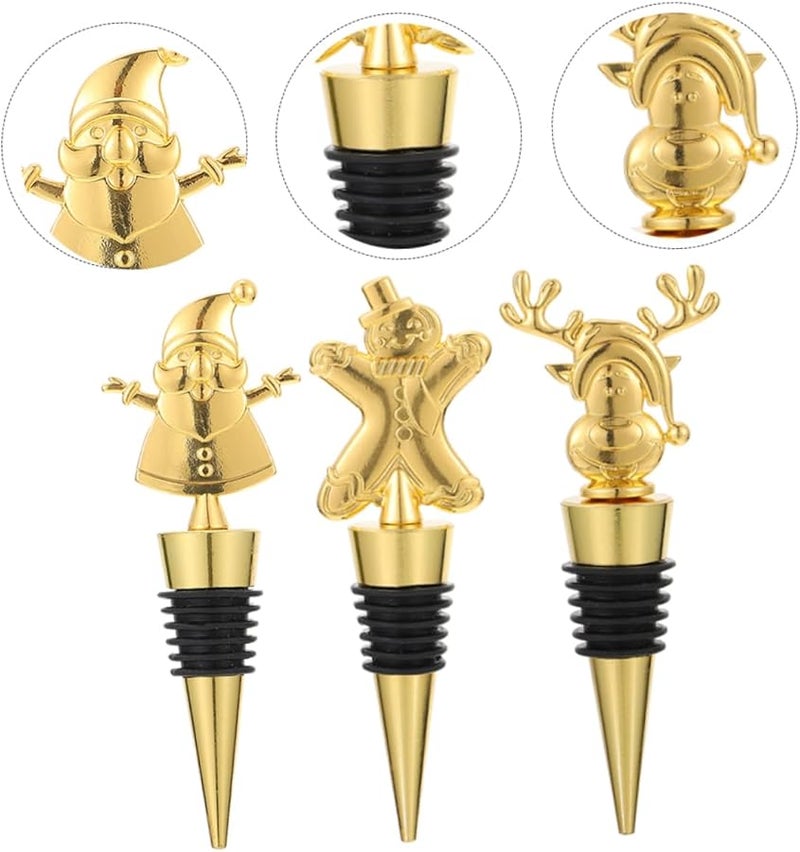 Cabilock 3pcs Christmas Bottle Stoppers Strong Sealing For Wine And Beverage - Image 3